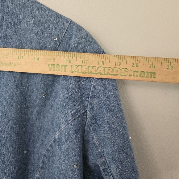 Ladies QUACKER FACTORY 1-button Lined Denim Jacket w/ BLING, Plus 2X Easter - Picture 12 of 14